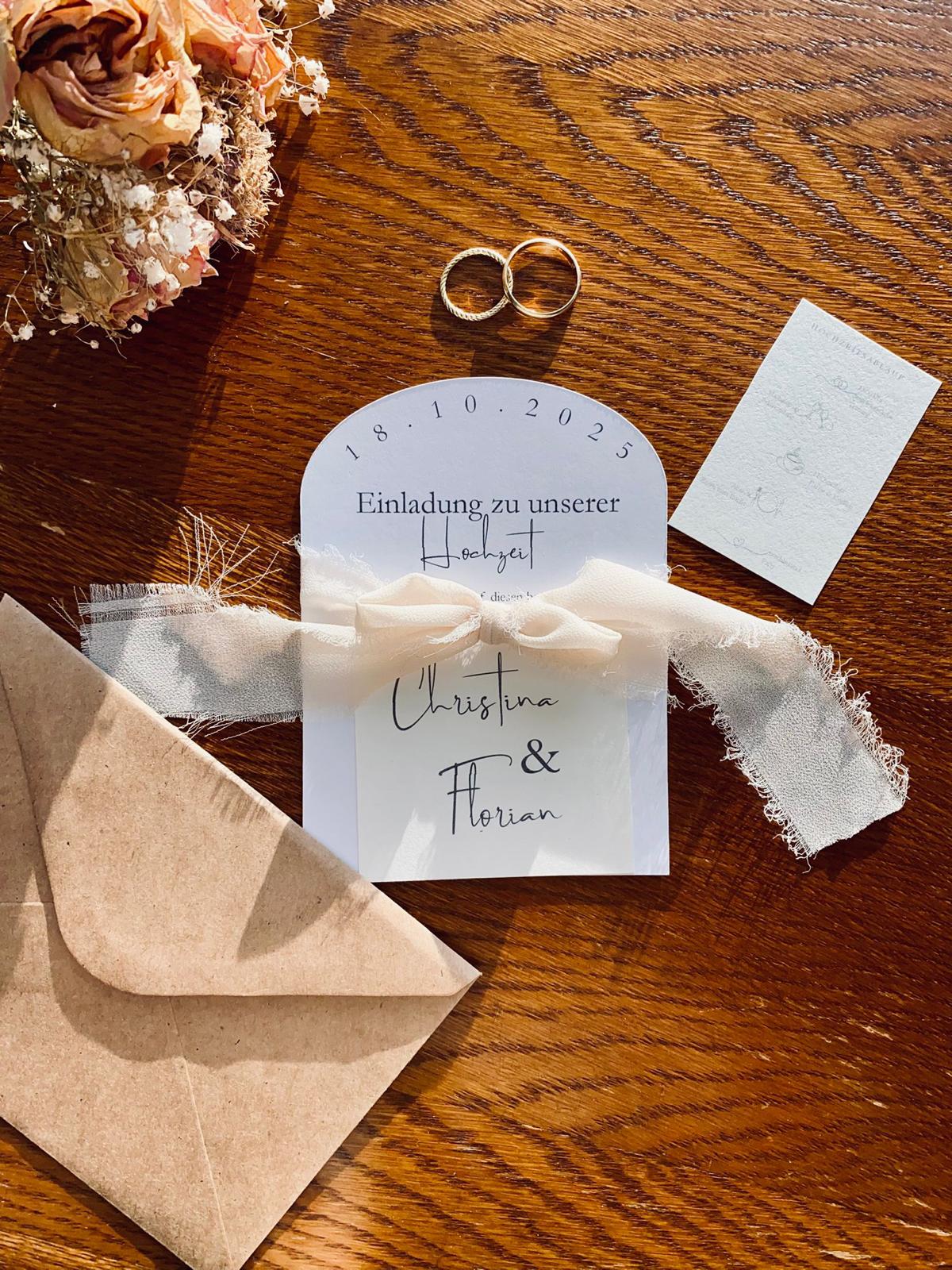 Hochzeitseinladung Christina und Florian - handgemachte Papeterie Bayern