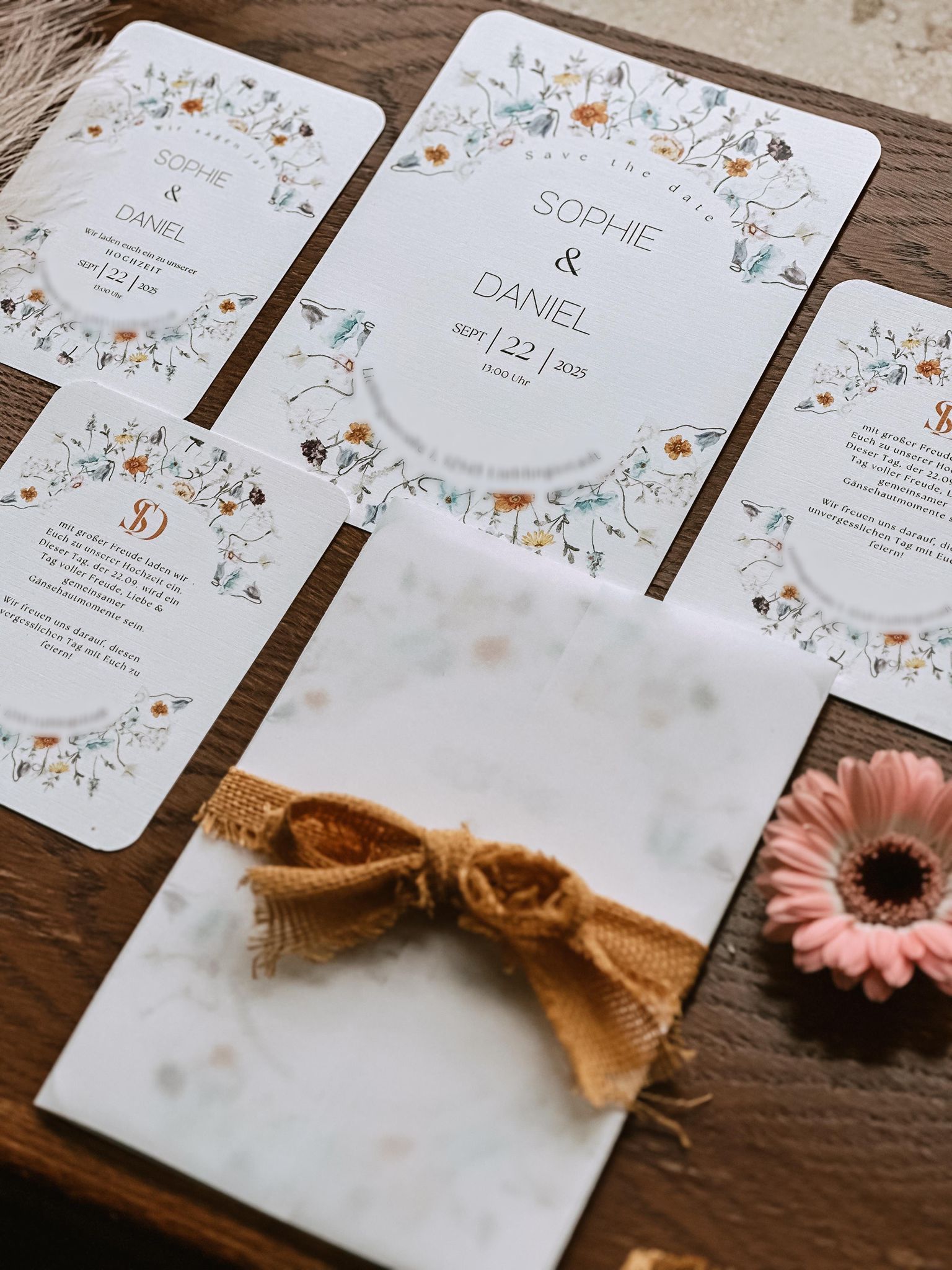 Hochzeitseinladung Sophie und Daniel - elegantes Design Special Graphics Oberpfalz